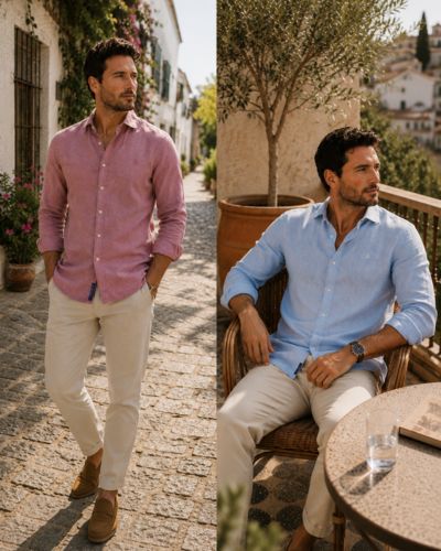 Hombres vistiendo camisas de lino