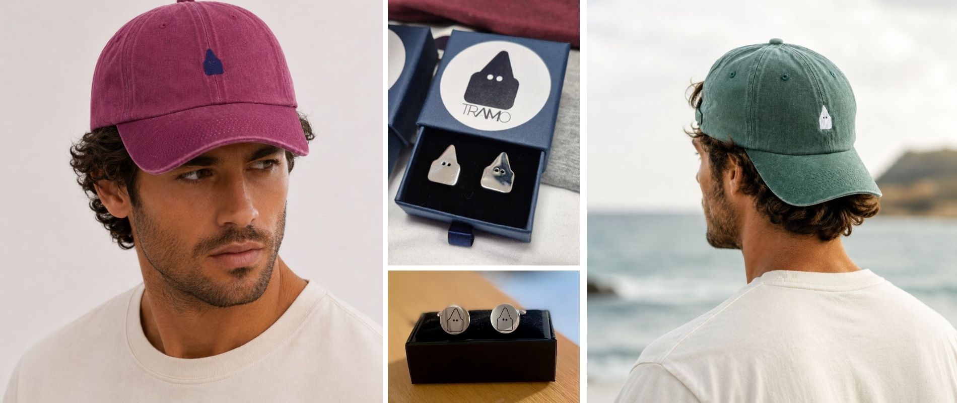 Composición con accesorios para hombre de TRAMO: gorras y gemelos
