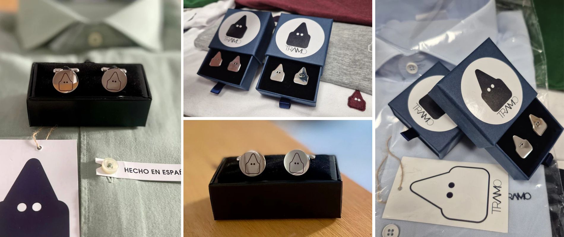 Colección de gemelos TRAMO de acero inoxidable con diseño de nazareno