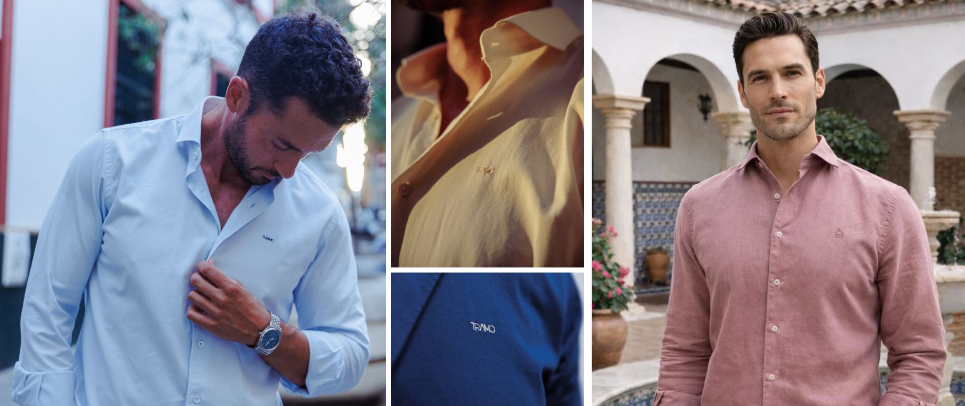 Modelo vistiendo una camisa de hombre TRAMO.